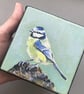 'Blue Tit', Original Acrylic Painting, Shelf Art, Special Gift, Christmas Gift.