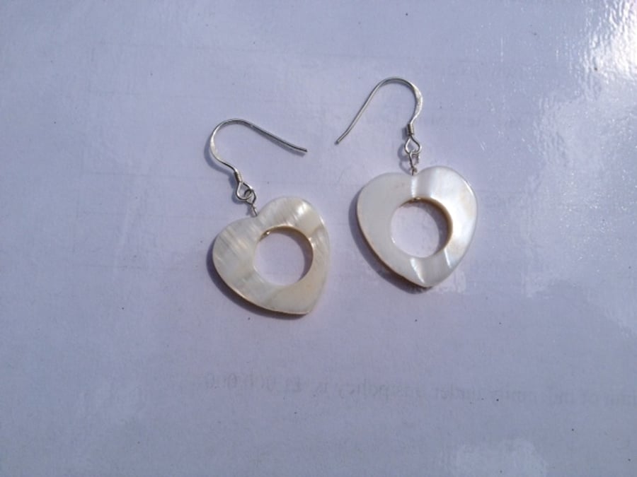 mother of pearl shell heart earrings