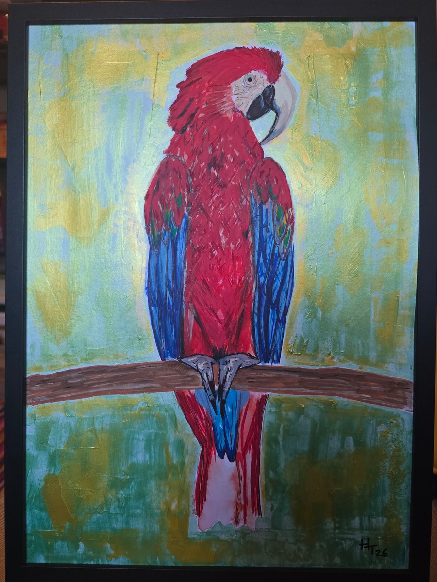 Polly the parrot A3 painting 