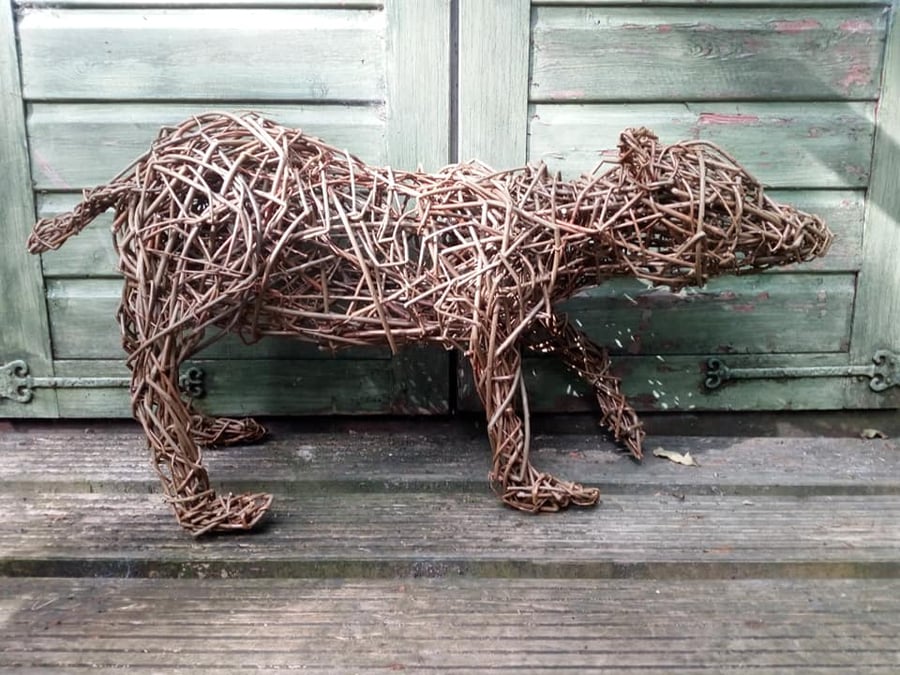 willow, bear, cub, sculpture, willow gift, willow animals, sustainable materials