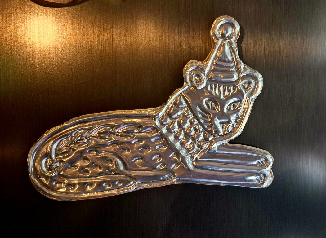 Embossed big cat fridge magnet handmade 