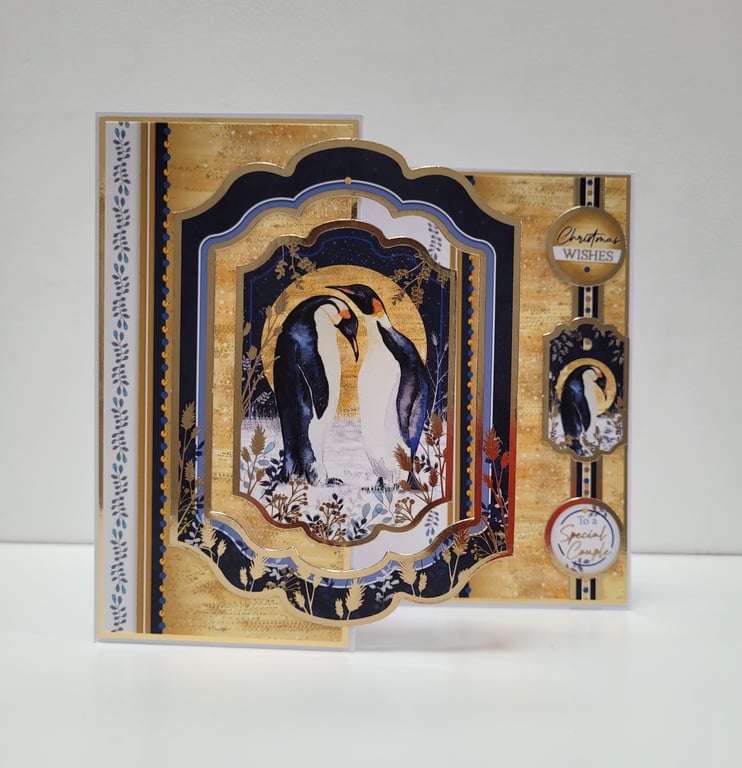 Luxury Z-Fold Christmas Card - Emperor Penguins Design for a Special Person 