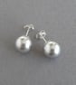 10mm Silver Glass Pearl Stud Earrings - Large Light Grey Studs - Jewellery Gifts - Image 4