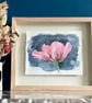 Framed original watercolour painting 'Pink Poppy' - Image 1