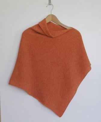 Soft Merino Lambswool  Orange Wrap Poncho