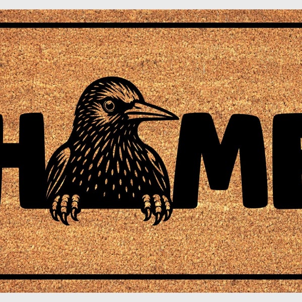Starling Bird Door Mat No.2 - Starling Welcome Mat - 3 Sizes