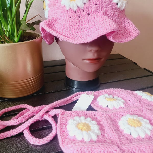 Crochet handmade hat and bag