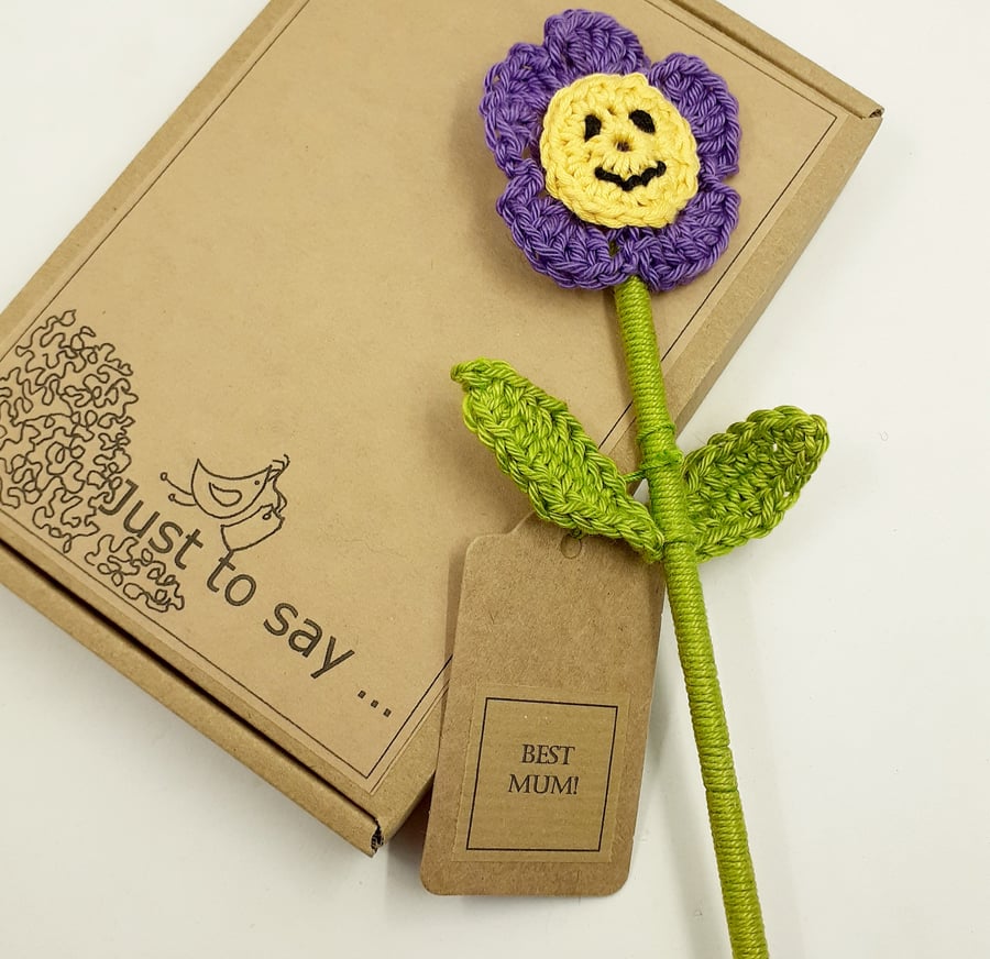 Coral Colour Crochet  Flower!  Alternative to a Greetings Card 