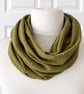 Khaki with Gold Speckles Infinity Scarf, 100% cotton  - Image 4