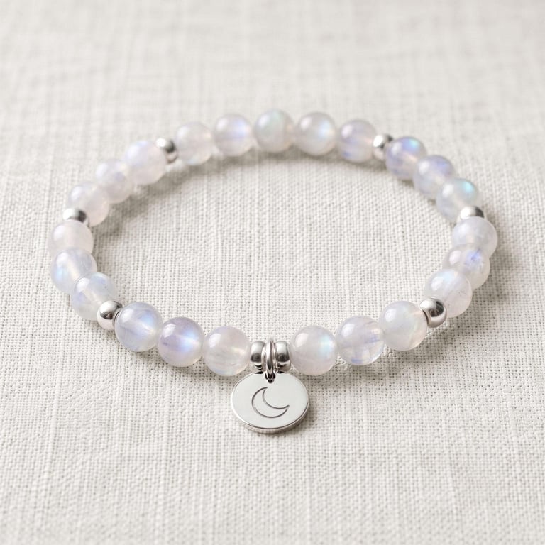 Moonstone Crystal Bracelet, Intuition, Personalised Engraved Gift
