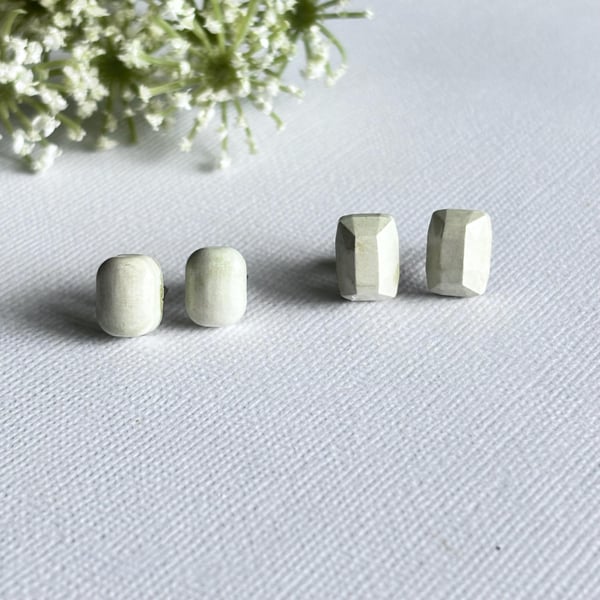 Green Rectangle Stud Earring Set,