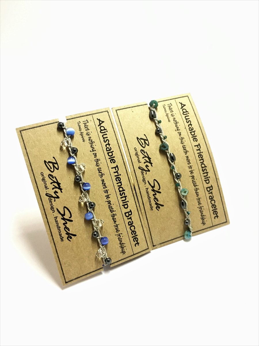SALE - Faceted Cut Glass Crystals Beads adjustable friendship bracelets 