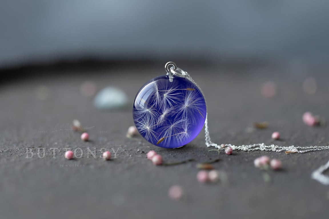 Dandelion Wish Pebble Necklace Peacock Dandelion Necklace Dandelion Pebble Dande