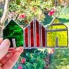 Stained Glass Suncatcher Beach Huts - Handmade Hanging Decoration - Multi