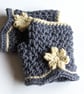  Short Fingerless Mittens With A Flower - Image 1