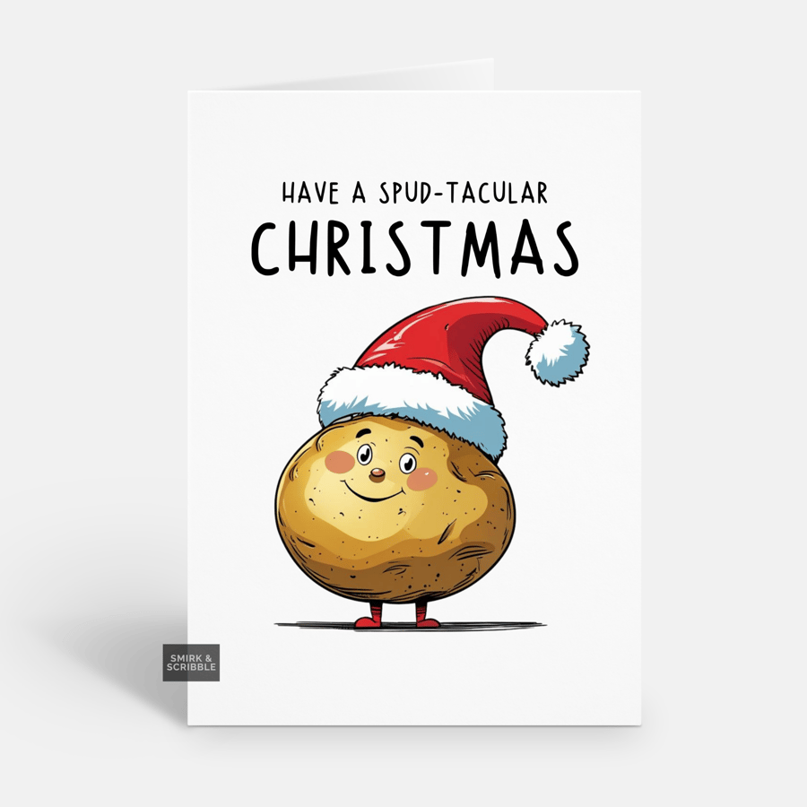 Unique Funny Christmas Card For Him Or Her - Potato Pun Xmas Greeting 