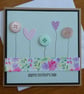 Button Flowers Mother's Day Card - Green Polka Dots