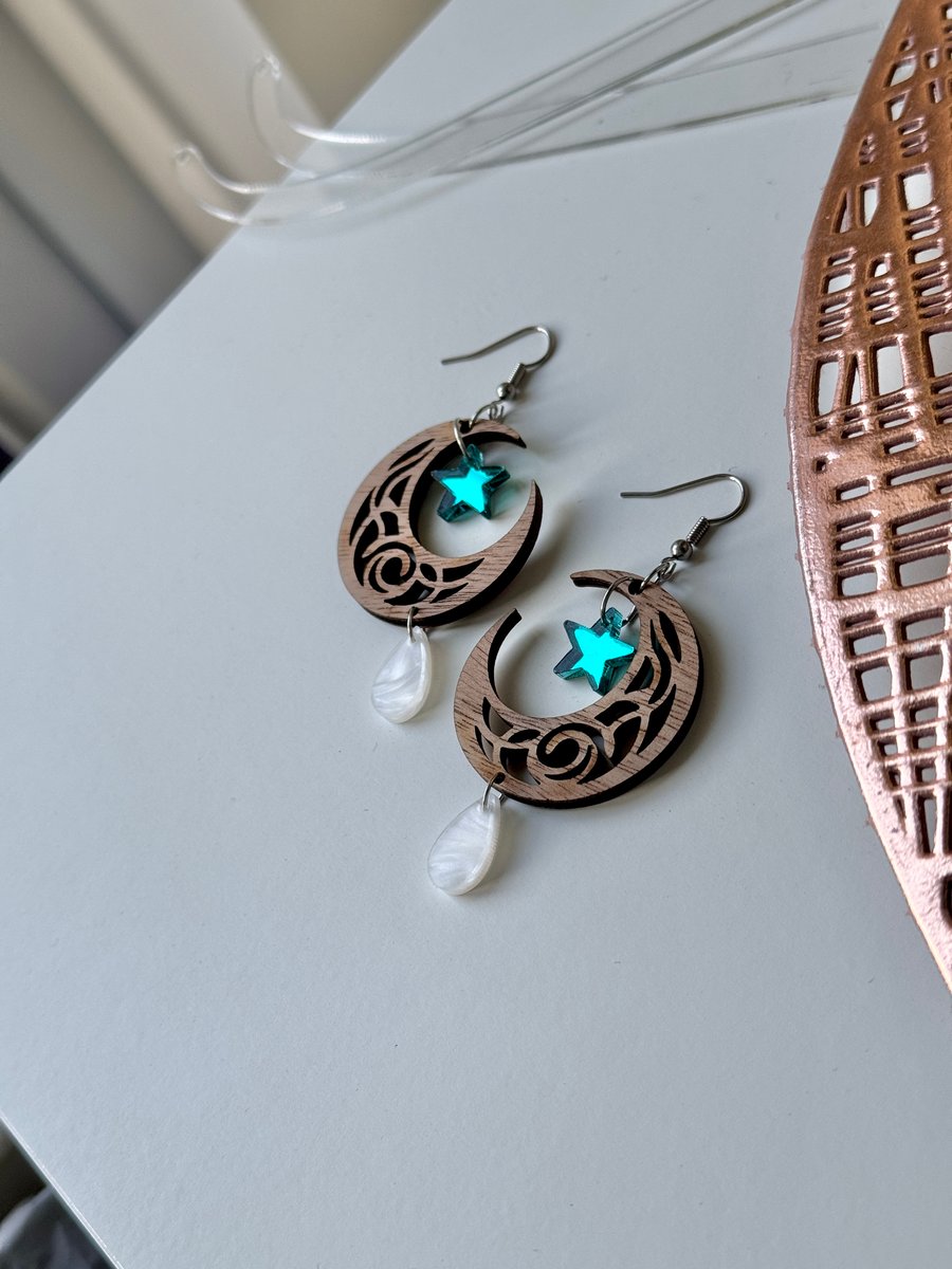 Forever Held Keepsake Earrings Moon & Star Remembrance Earrings 