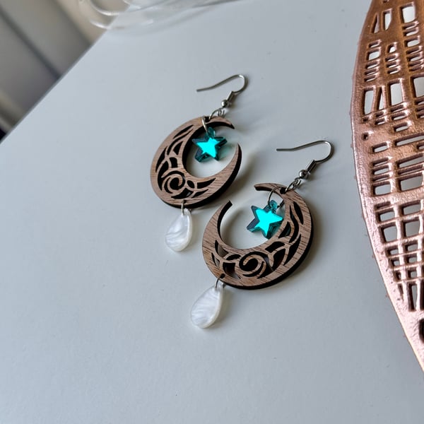 Forever Held Keepsake Earrings Moon & Star Remembrance Earrings 