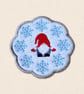 Christmas Gnome Candle Coaster- Embroidered Festive Decor