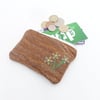Brown felted coin purse with floral detail - REDUCED