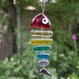 Rainbow Trout? Fused Glass Fish with Red Head - 6108