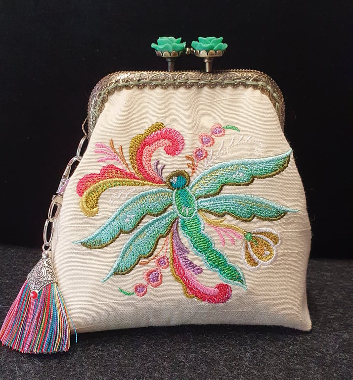 The Rosemaling Dragonfly Coin Purse