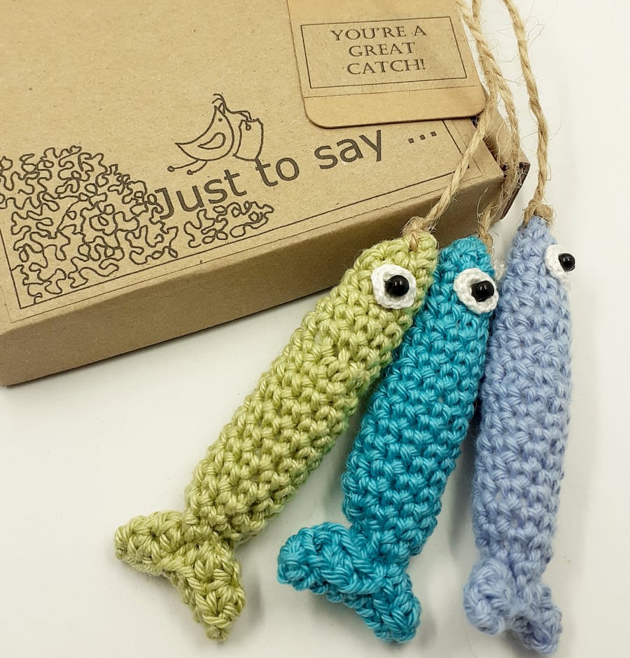 Three Little Crochet Sardines 