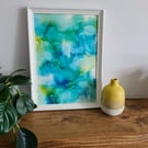 Original abstract alcohol ink art A4 painting home decor