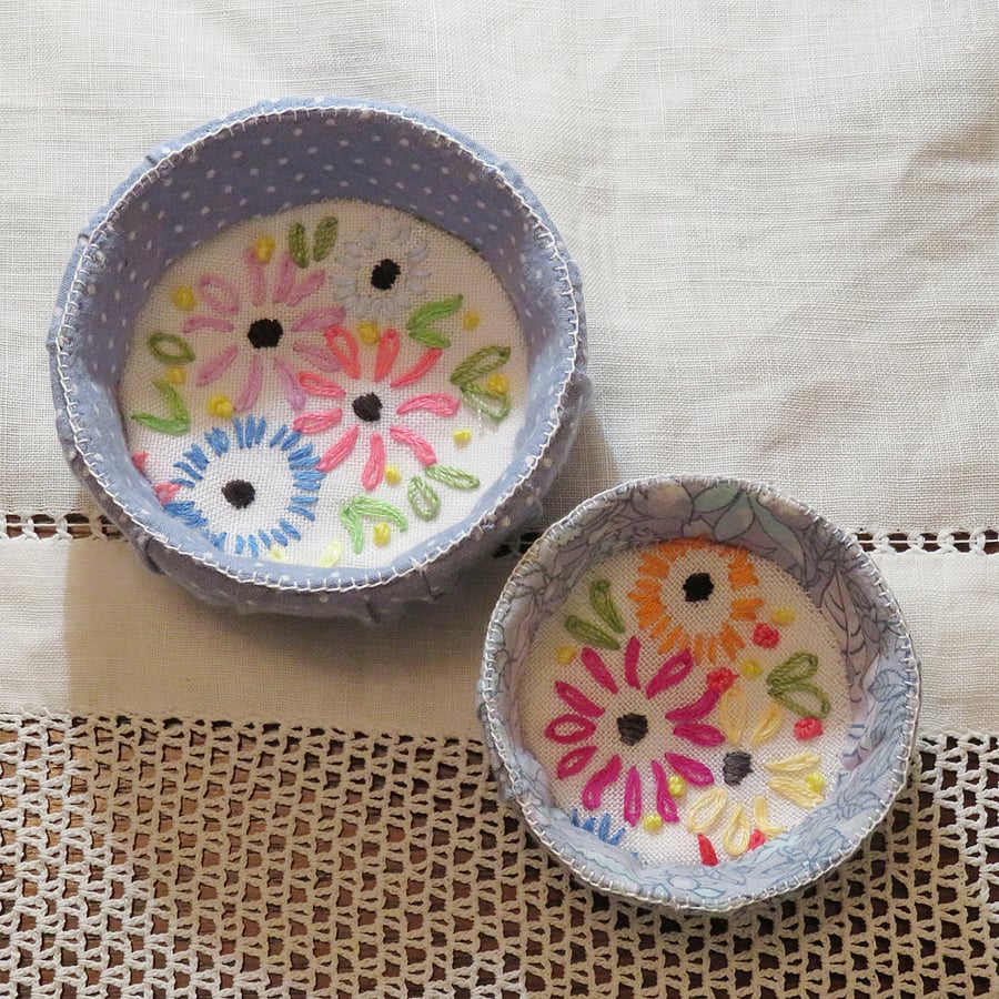 SALE Two nesting trinket bowls from recycled linen