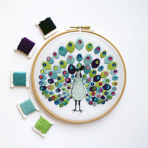 Peacock Embroidery Kit - Hand Embroidery Kit