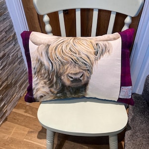 Harris Tweed Highland Cow Cushion