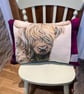 Harris Tweed Highland Cow Cushion - Image 1
