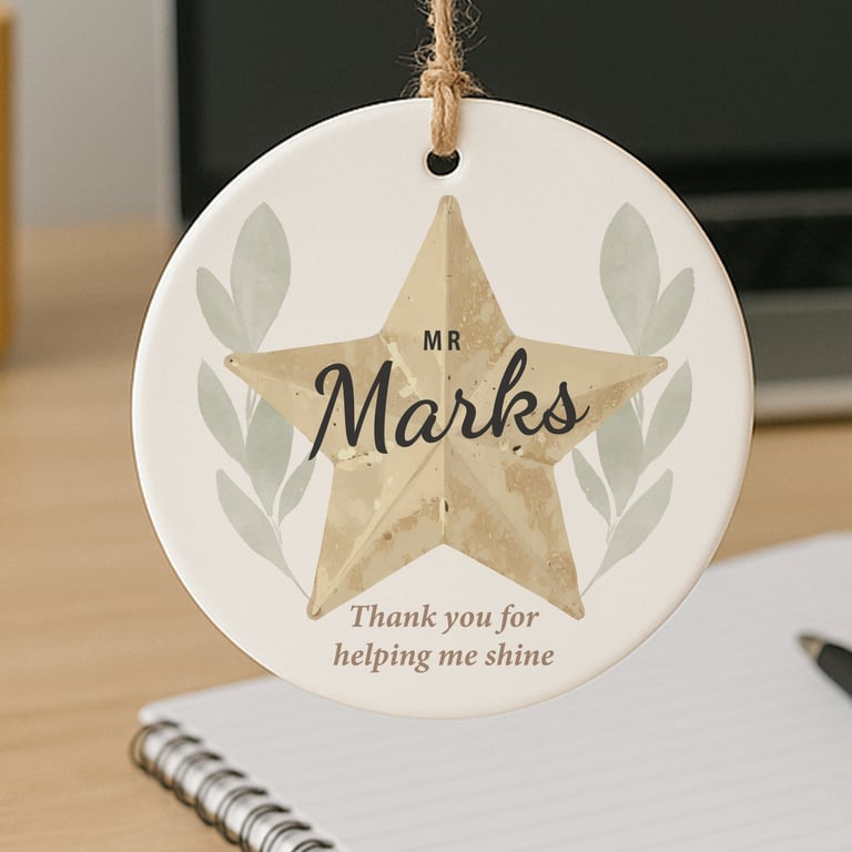 Thank You Teacher Gift – Personalised Helping Me Shine Ornament with Custom Name