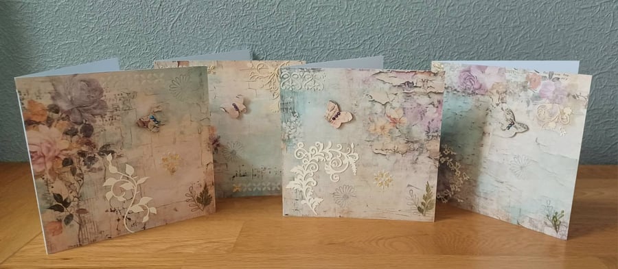 Set of 4 Mixed Media Blank Cards and Gift Tags