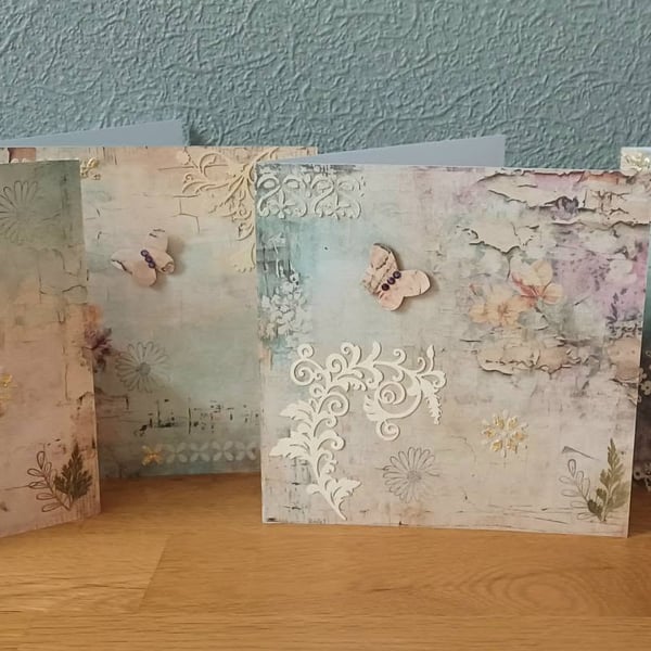 Set of 4 Mixed Media Blank Cards and Gift Tags