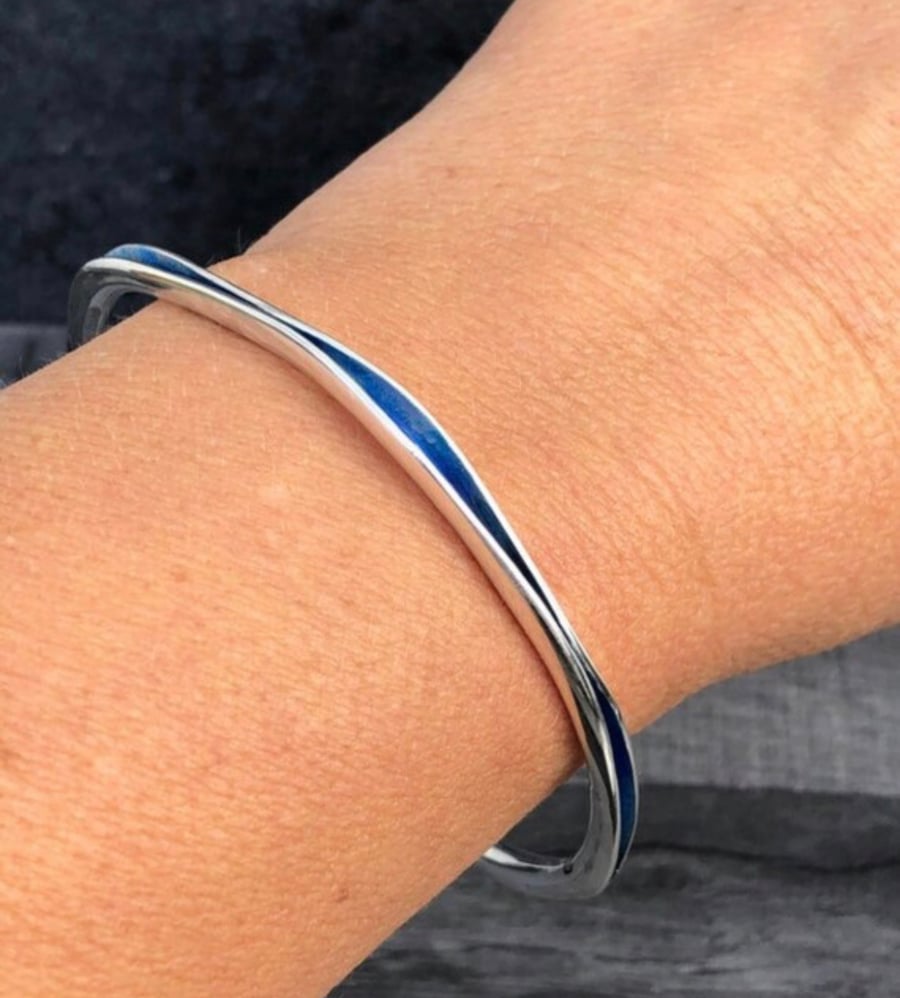 Enamel Bangle, Freeform Bangle, ocean bangle, wavy bangle, enamel, 