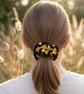 Handmade Bumblebee Crochet Scrunchie with Flower Beads, Yellow & Black