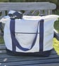 Navy Upcycled Sailcloth Travel Bag - Large Weekender zipped Tote with Canvasbase