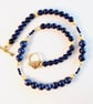 Lapis Lazuli Necklace With Swarovski Crystals - Handmade In Devon - Image 1