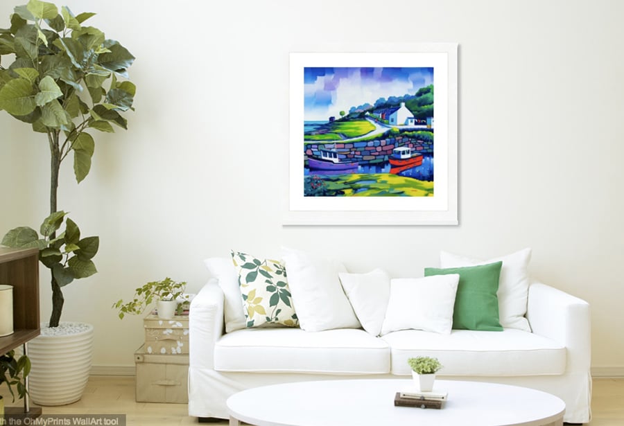 Large limited edition giclee print of Corrie Harbour, Arran (FREE UK POSTAGE)