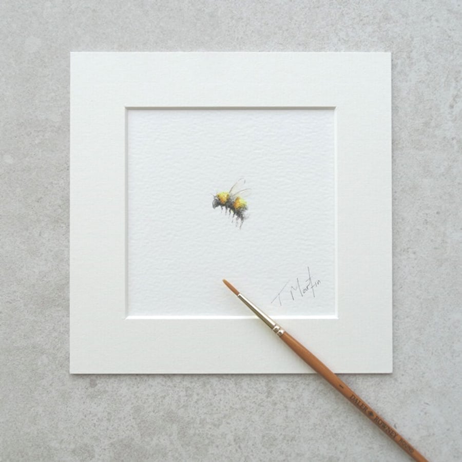 Original 'Bumble Bee' Watercolour Illustration (Mount size 6" x 6")