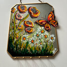 A hand painted and fired mirror by Andrew Jenkins 