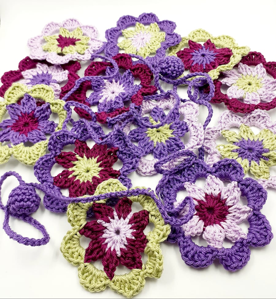Shades of Purple Crochet Flower Bunting 
