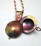 copper swivel owl locket - Image 1