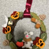 Wreath Decoration - White Mouse in Autumn design