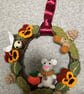 Wreath Decoration - White Mouse in Autumn design