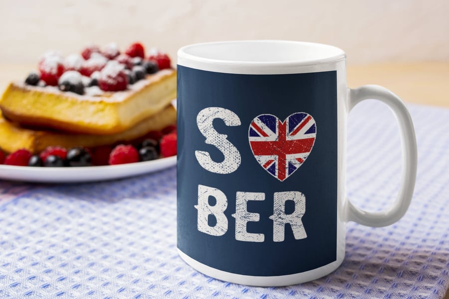 Sober 11oz15oz Mug, Union Jack Jubilee ceramic 11oz15oz Mug, sobriety gift, Sobr