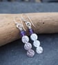 Earrings, Three silver disc and amethyst earrings, handmade jewellery - Image 2