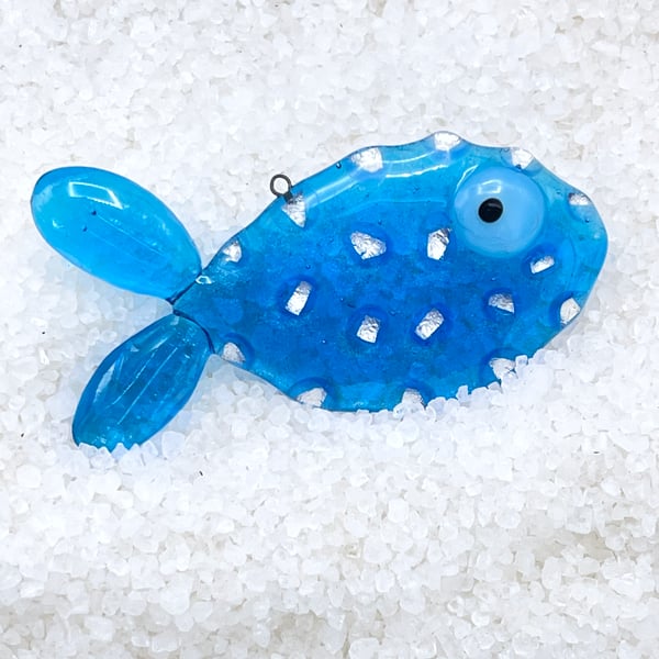 Spotty Fused Glass Fish Decoration